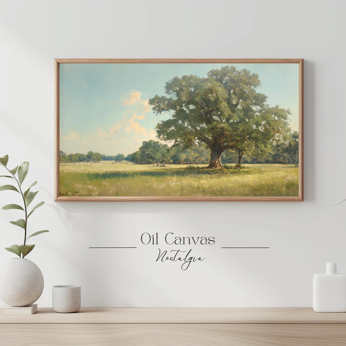 Summer Landscape Oil Painting Frame Tv Art Vintage Country Farmhouse Wall Decor - Image 3