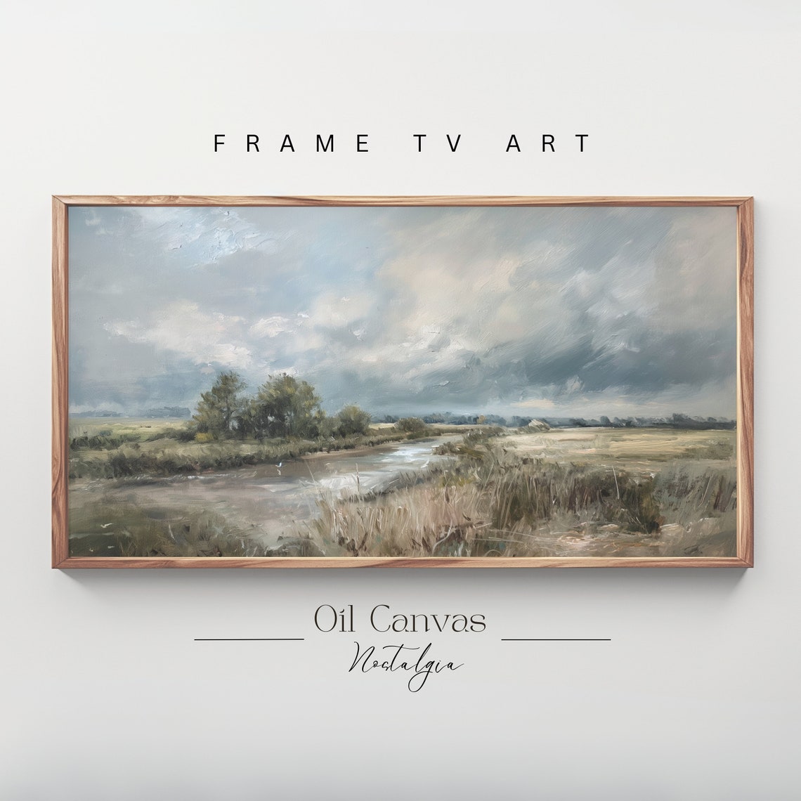 Stormy Sky Moody Marsh Wetlands Landscape Vintage Oil Painting Poster