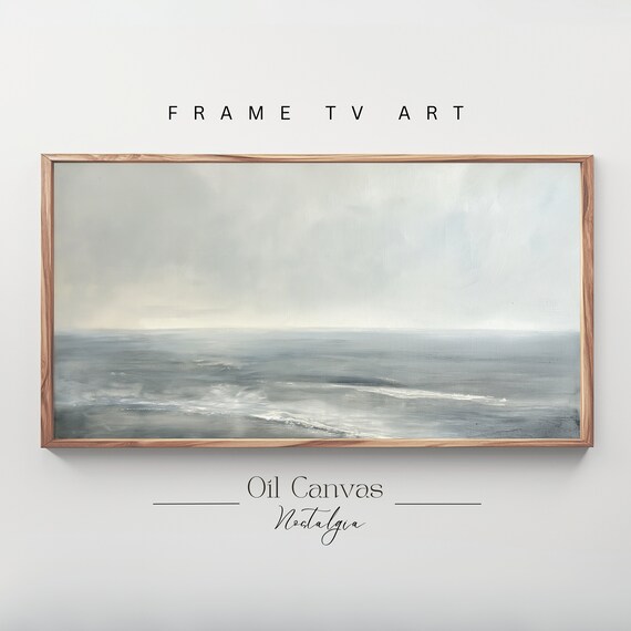 Frame Tv Art Abstract Beach Oil Painting Summer Sea Art Ocean Frame Tv Art Landscape Blue Nautical Seascape