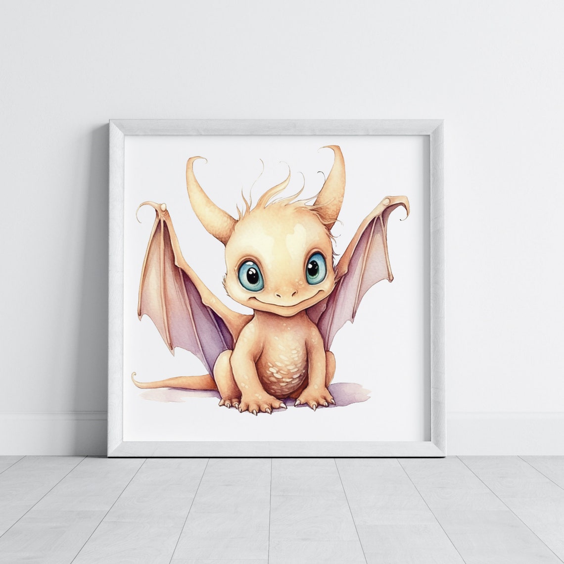 Fantasy Dragon Picture In Watercolor Colors As A Dragon Poster Perfect As A Childrens Room Dragon Decoration Or Baby Room Picture - Image 3