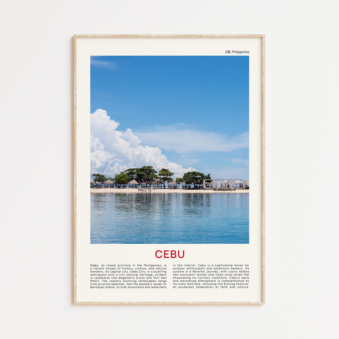 Cebu Philippines Film Photo Tropical Beach Travel Poster Shoreline