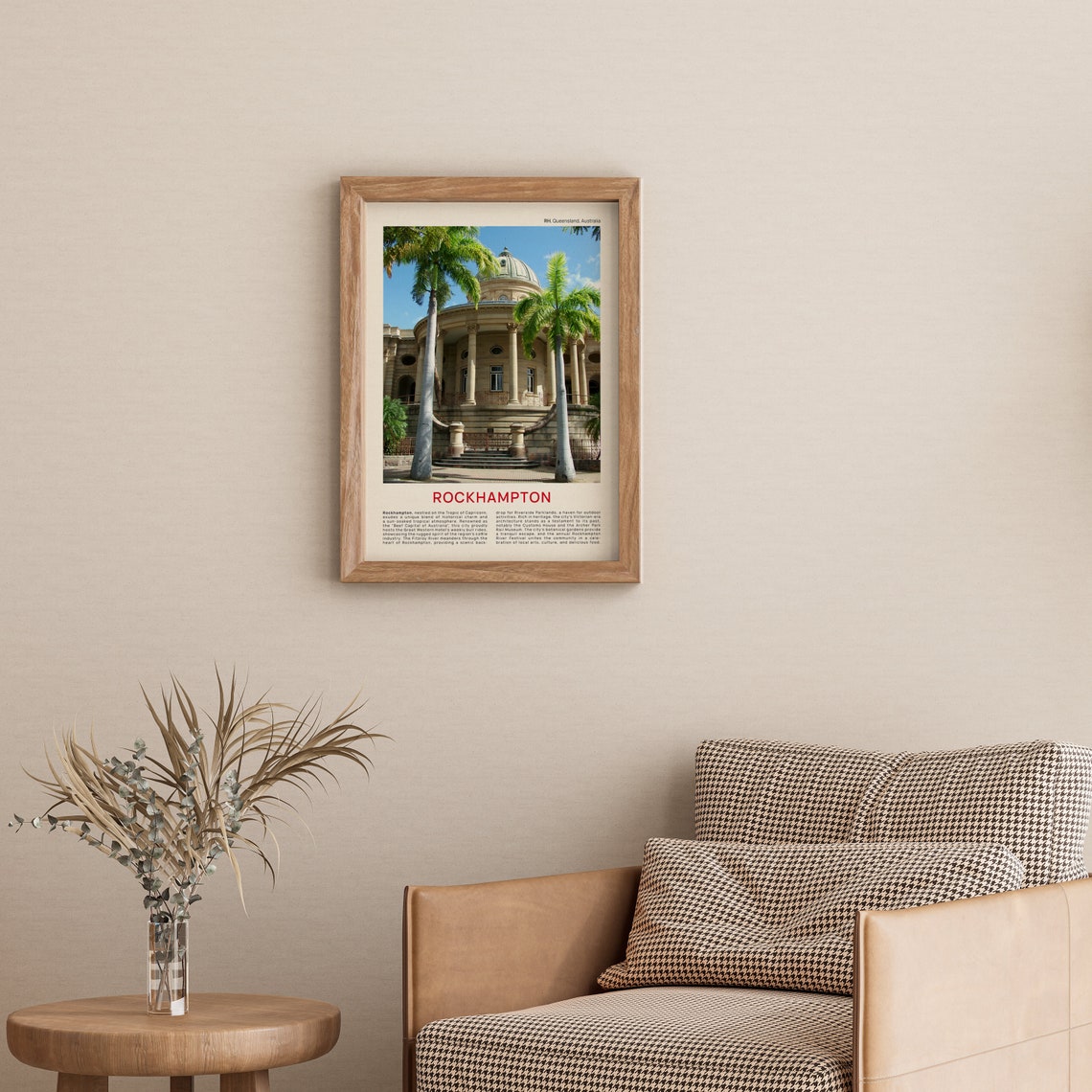 Rockhampton Historic Custom House with Palm Trees Travel Poster - Image 3