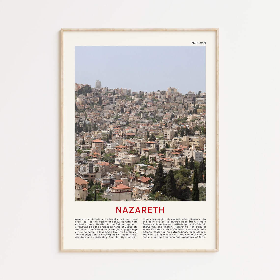 Nazareth Israel Film Photo Historic Hillside City Travel Poster