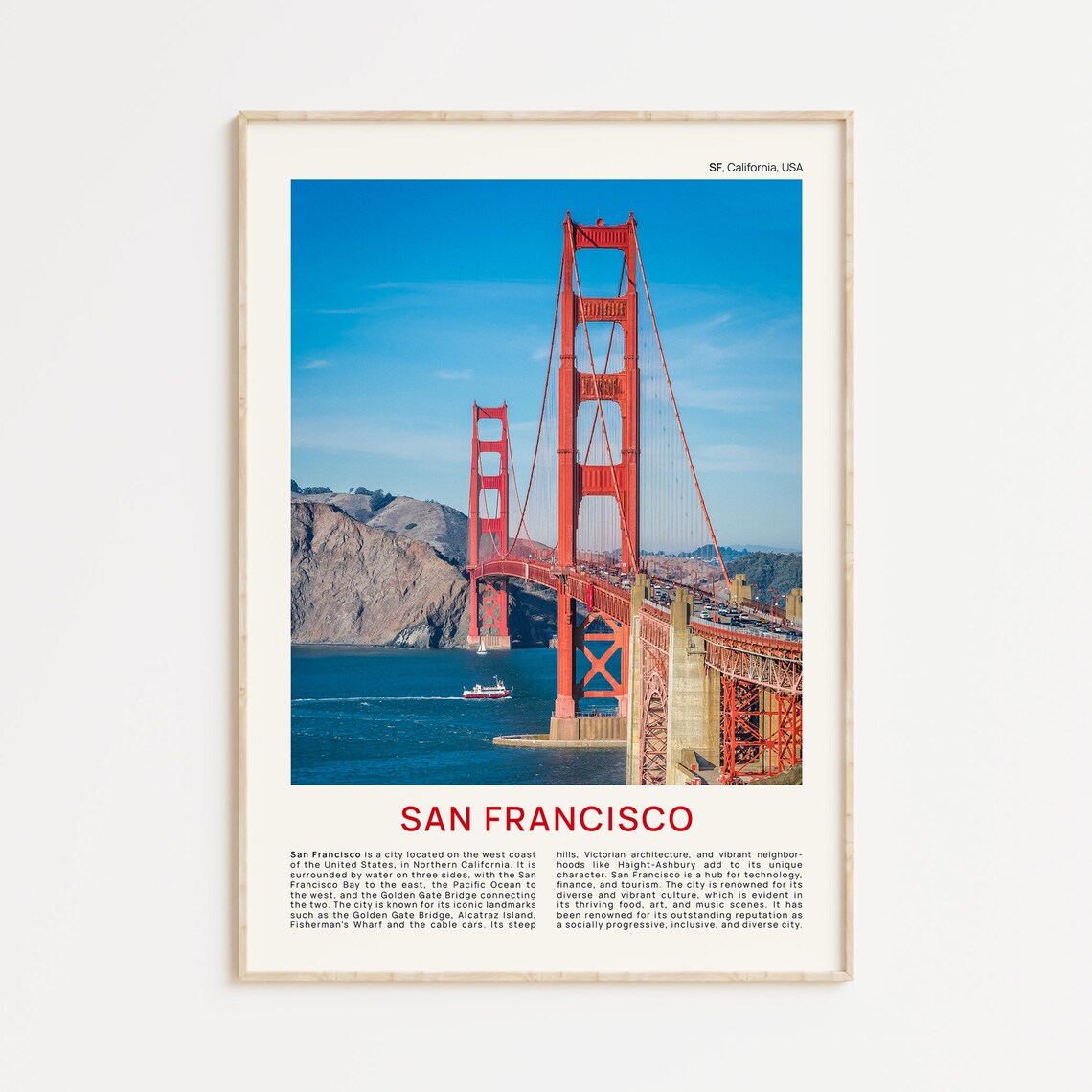 San Francisco Golden Gate Bridge Sunny Day Film Photo Travel Poster