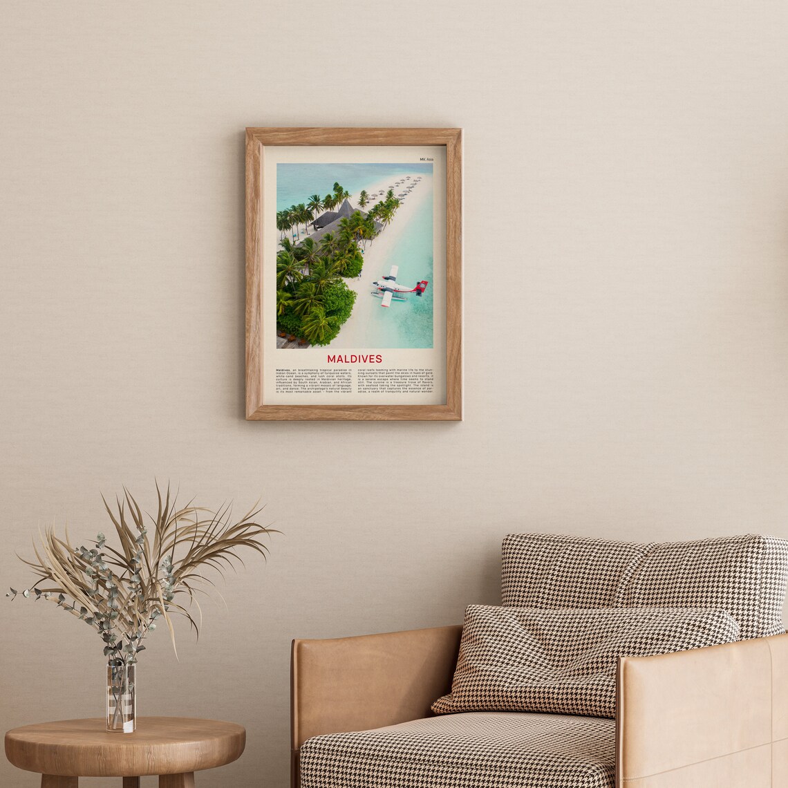 Maldives Tropical Island With Seaplane Over White Sand Beach Poster - Image 3