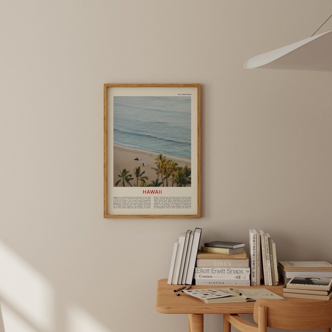 Hawaii Palm Beach Aerial With Surfers And Turquoise Waves Poster - Image 2