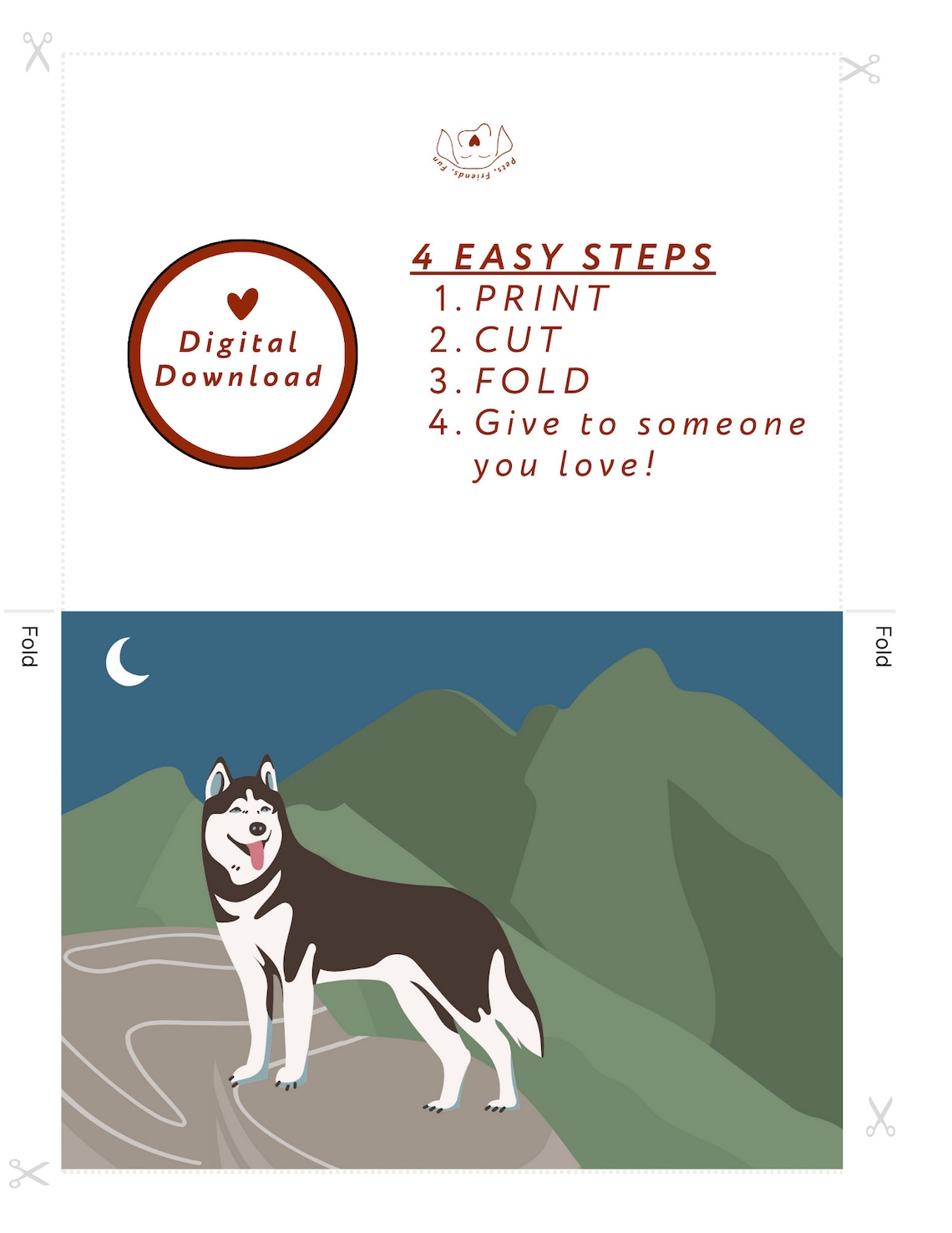 Hiking Husky Dog Card, Mountain Hiking Dog - Image 2