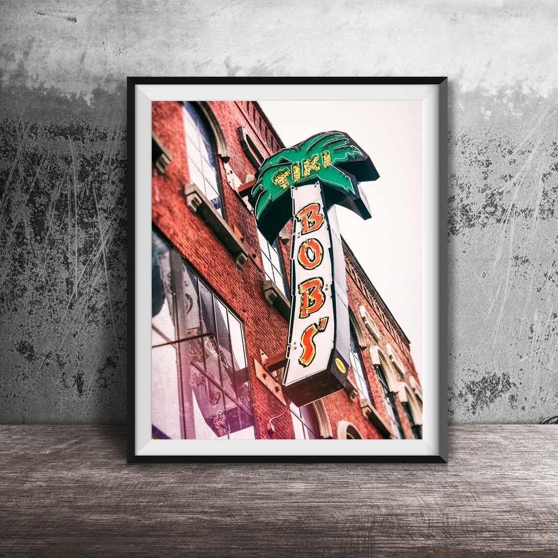 Tiki Bobs Indianapolis Neon Sign Wall Art Print