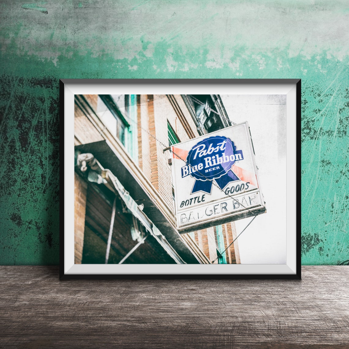 Badger Bar Pabst Blue Ribbon Vintage Beer Sign Wisconsin Poster