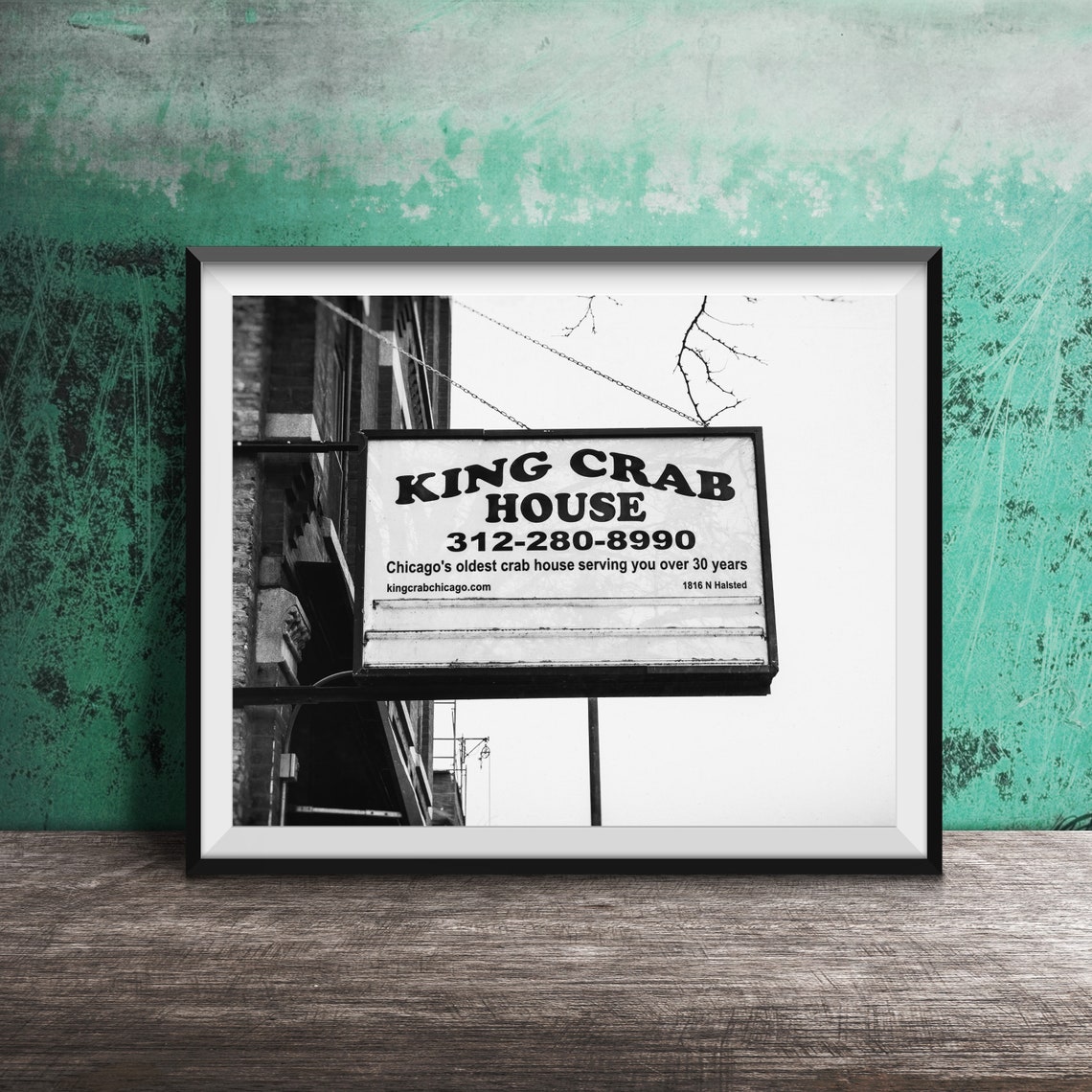 King Crab House Chicago Seafood Restaurant Street Sign Poster - Image 2