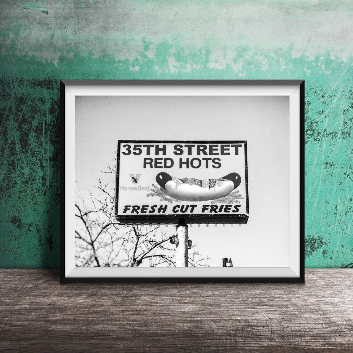 35th Street Red Hots Vienna Beef Hot Dog Chicago Sign Poster - Image 2