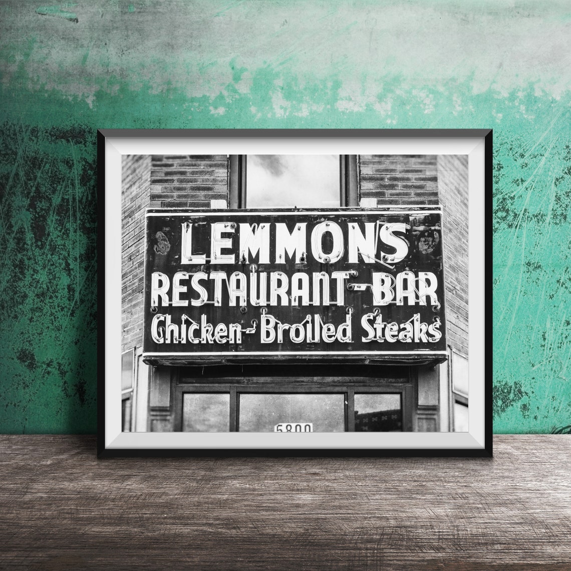 Lemmons Restaurant Bar Chicken Broiled Steaks Neon Sign Poster - Image 2