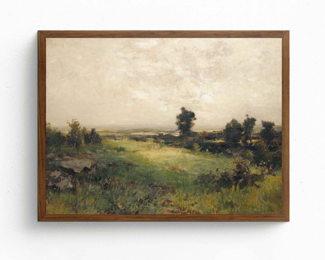 Vintage Landscape Oil Painting, Rustic Nature Scene - Image 3