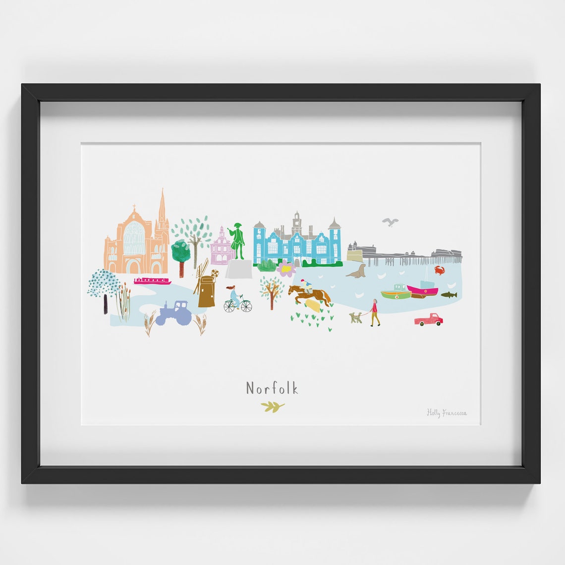 Norfolk County Skyline Landscape Landmarks Art Print