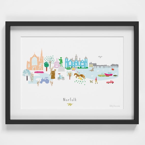 Norfolk County Skyline Landscape Landmarks Art Print