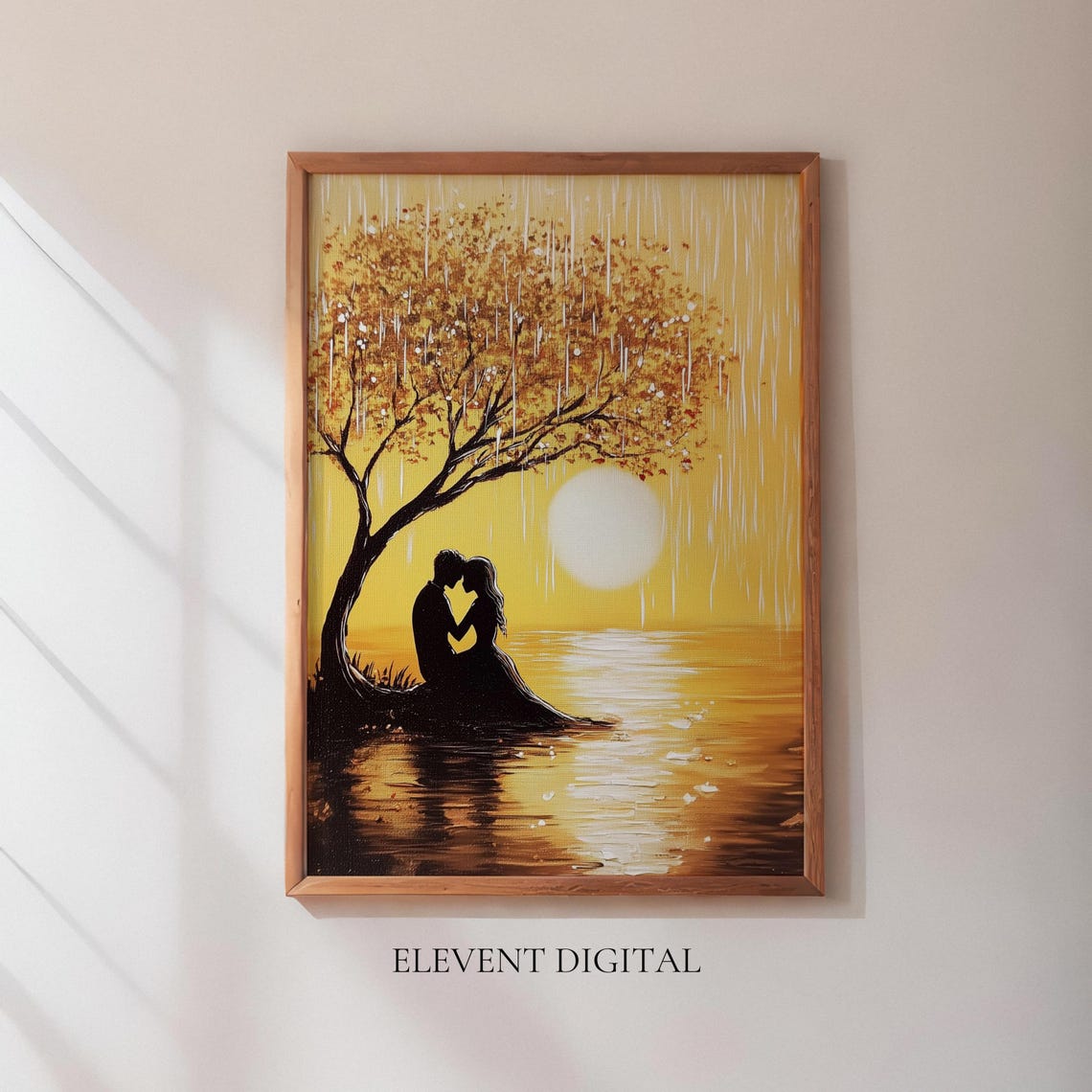 Romantic Sunset Couple Art Print, Golden Hour Embrace