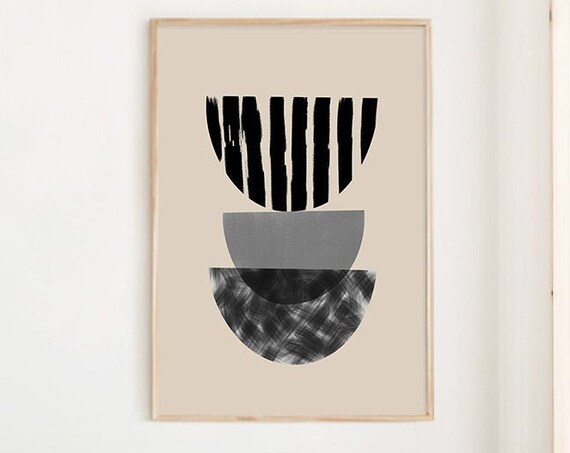 Geometric Painting Boho Decor Abstract Print Mid Century Poster Neutral Wall Art Affiche Wall Art Print Modern Art