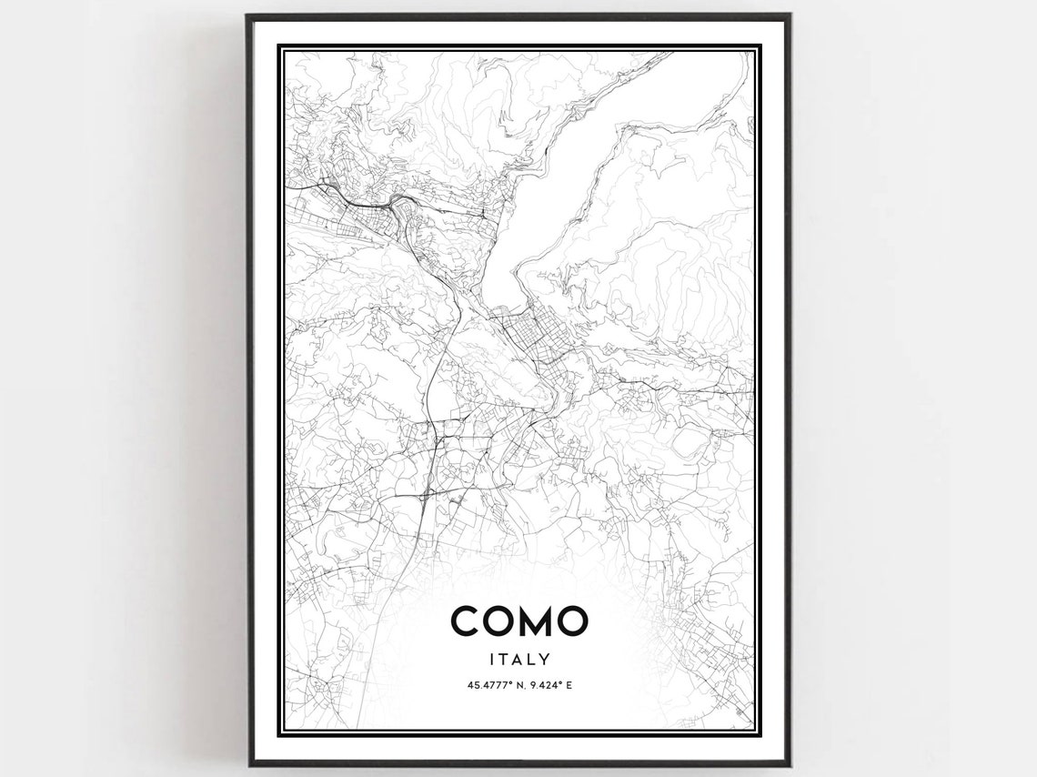 Como Map Print Poster Wall Art City Street Decor Road Gift B556