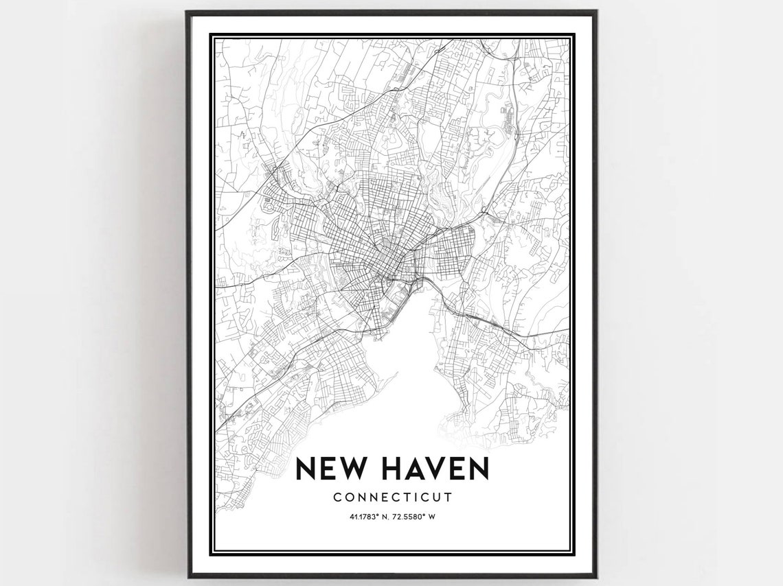 New Haven Connecticut Street Map Minimalist Black and White Poster