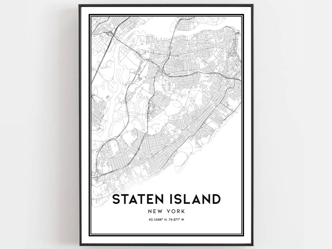 Staten Island New York City Street Map Decorative Wall Poster