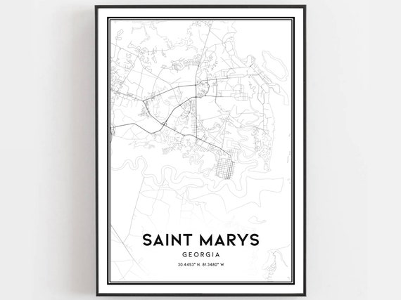 Saint Marys Map Print, Georgia Street Decor