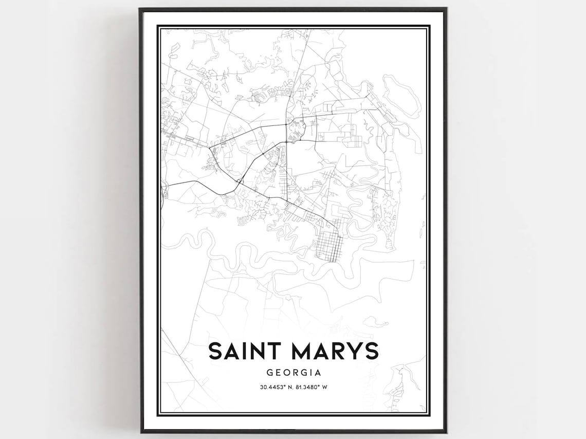 Saint Marys Map Print, Georgia Street Decor