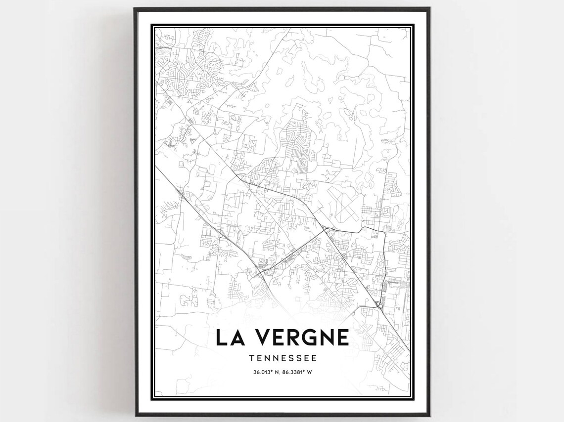 La Vergne Tennessee City Street Map Minimalist Black White Poster