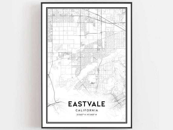 Eastvale Map Print Poster Wall Art Ca City Street Decor Road Gift B1219