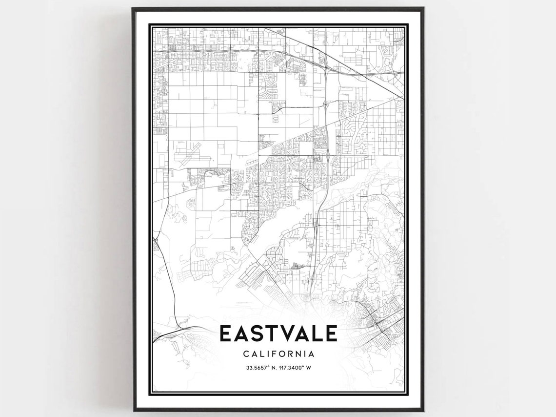 Eastvale California Minimalist City Street Map Line Art Poster