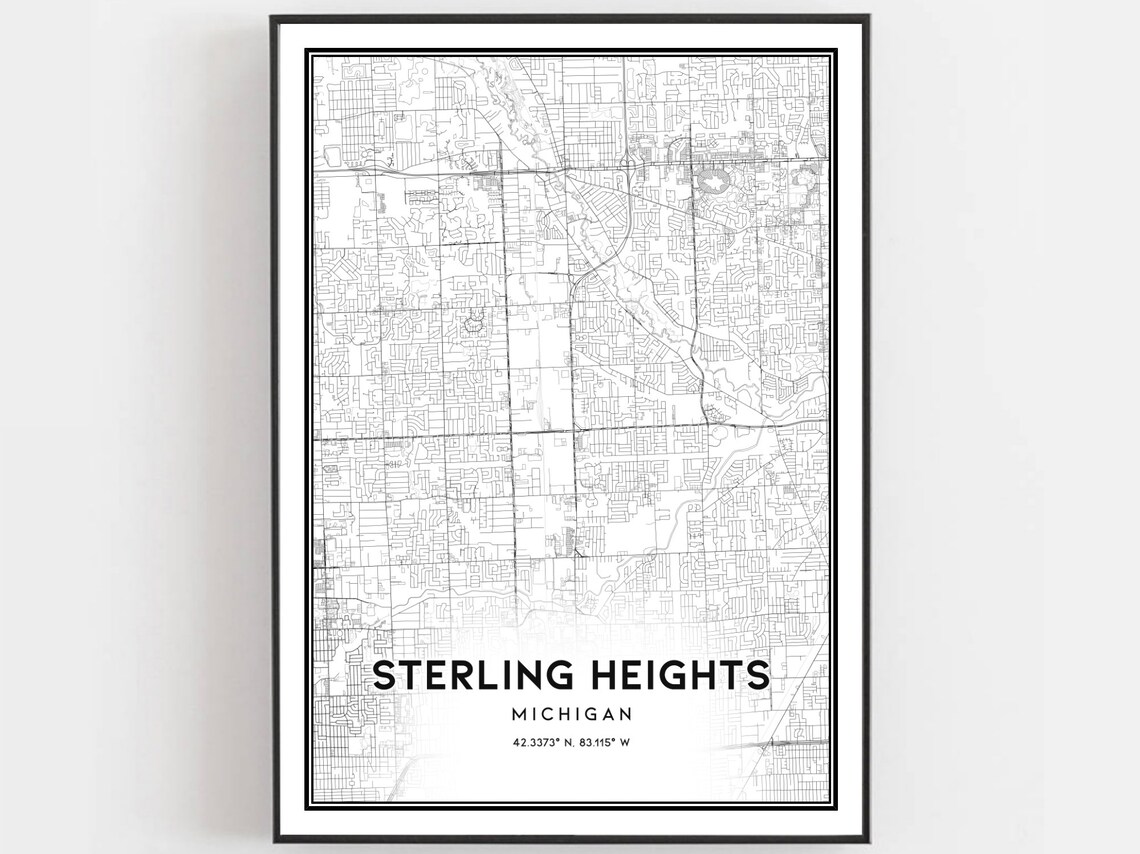 Sterling Heights Michigan Minimalist City Street Map Art Poster