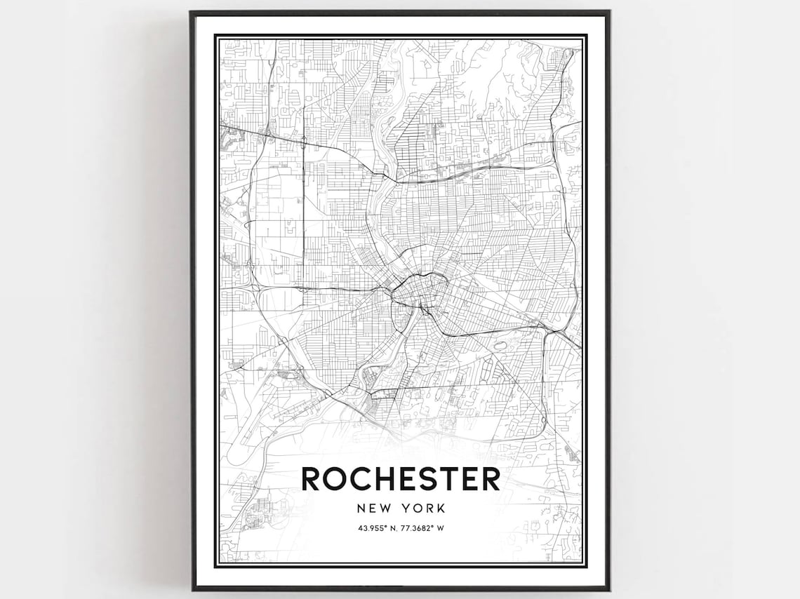 Rochester Map Print, New York Travel Poster