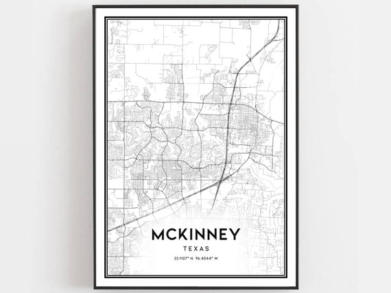 Mckinney Map Print Poster Wall Art Tx City Texas Street Decor Road Gift