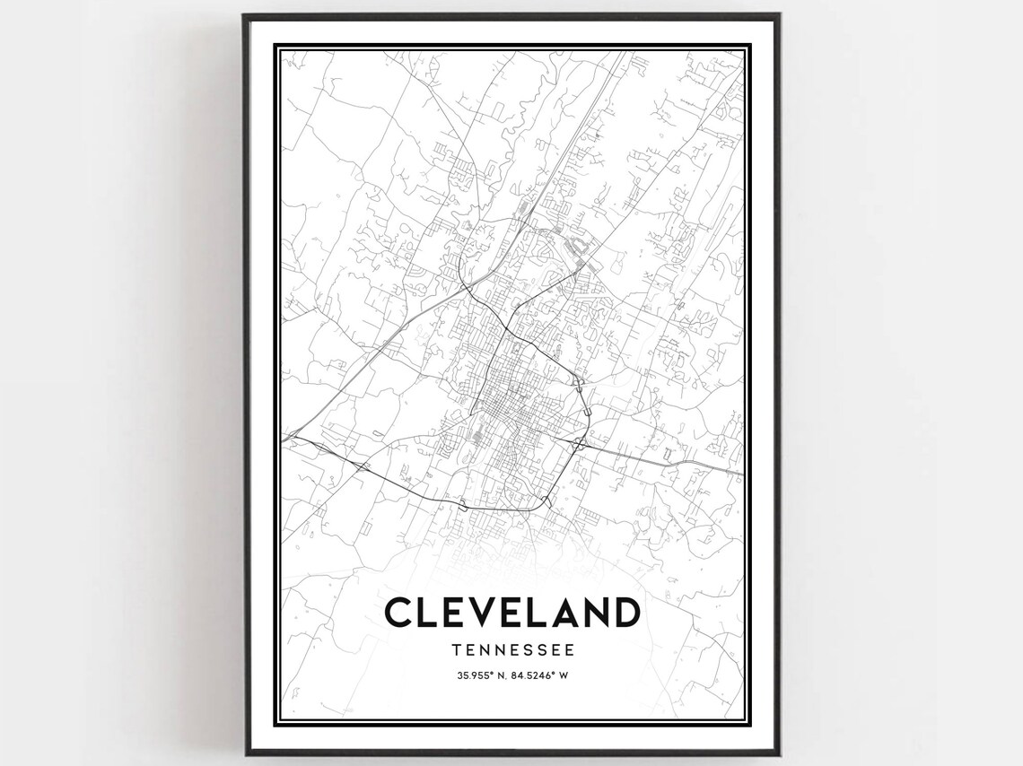 Cleveland Map Poster, Tennessee Street Decor