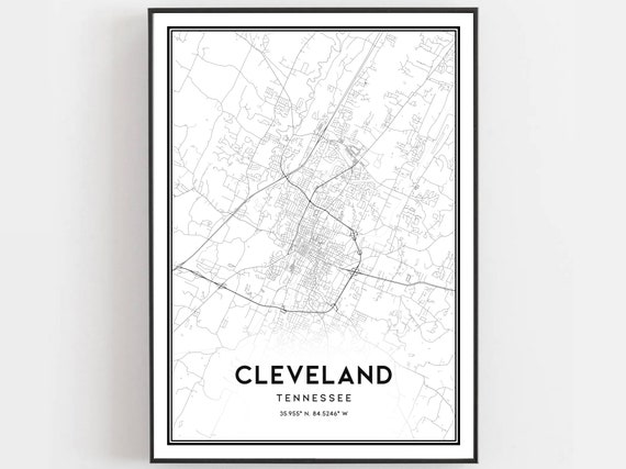 Cleveland Map Poster, Tennessee Street Decor