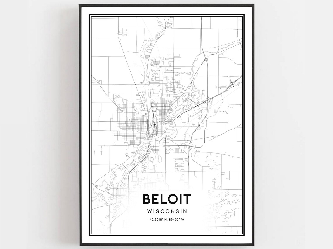 Beloit Map Print, Wisconsin Travel Poster