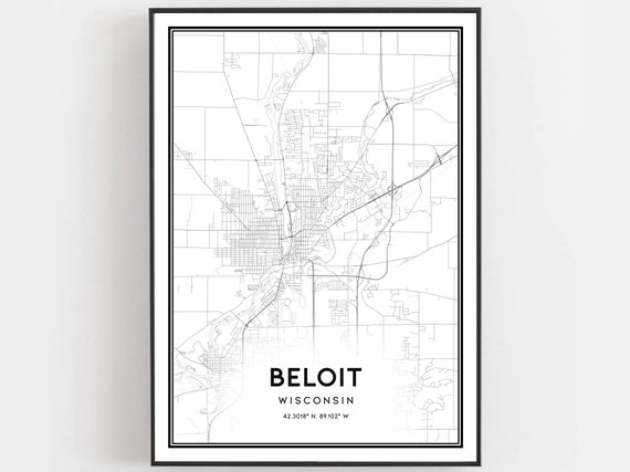 Beloit Map Print, Wisconsin Travel Poster