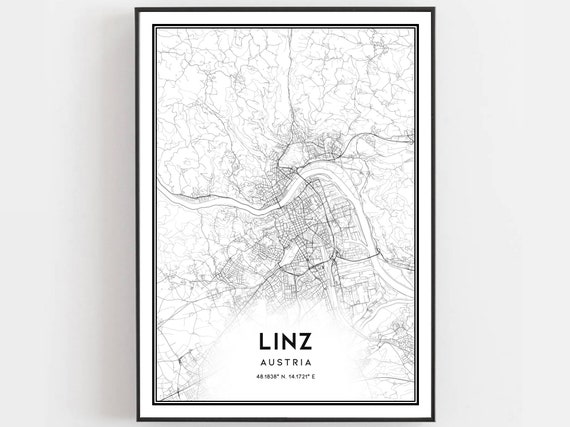 Linz Map Poster, City Street Decor Road Gift