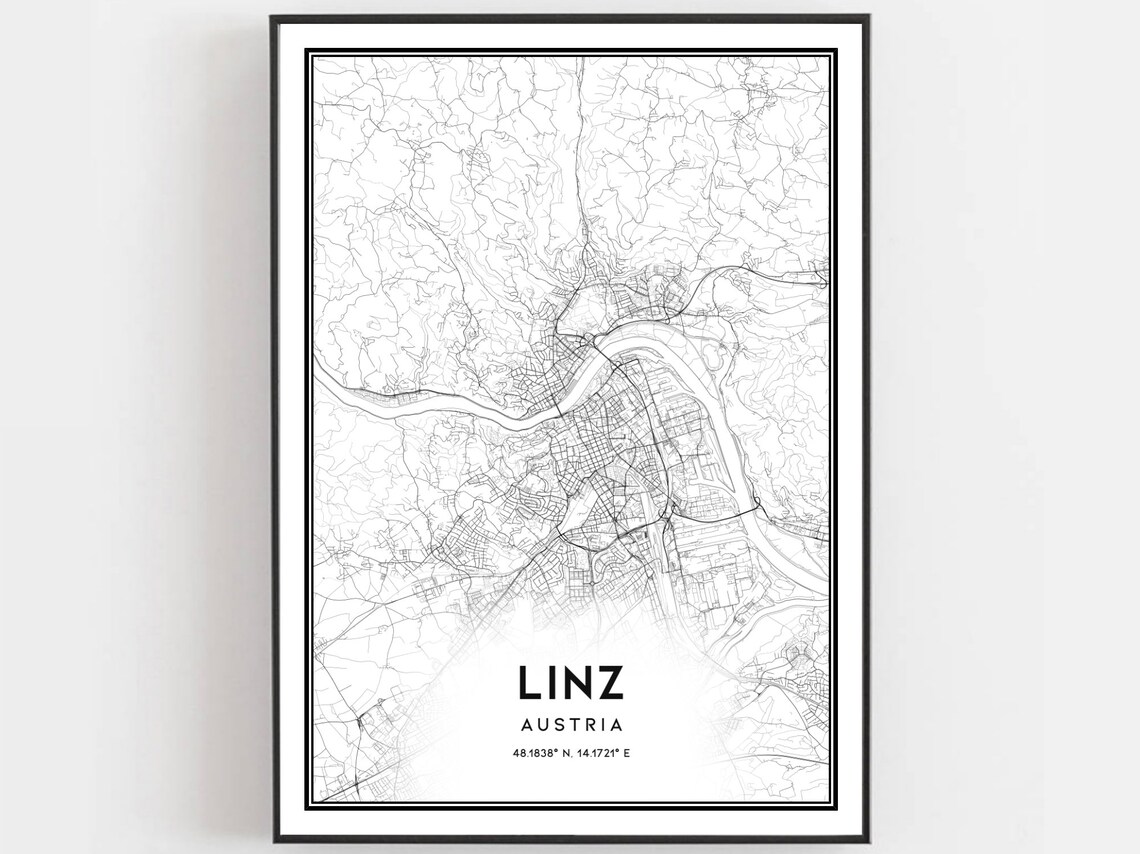 Linz Map Poster, City Street Decor Road Gift