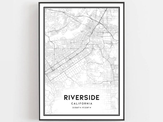 Riverside Map Poster, City Street Decor