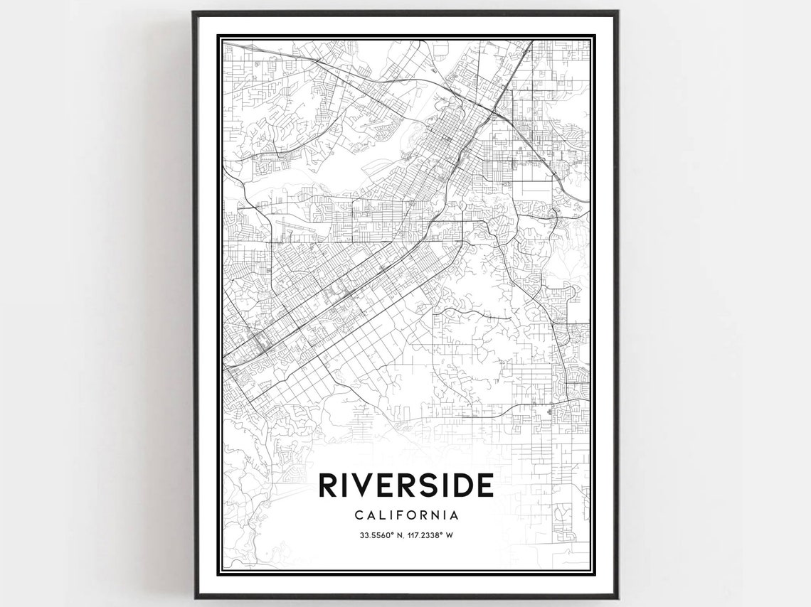 Riverside Map Poster, City Street Decor