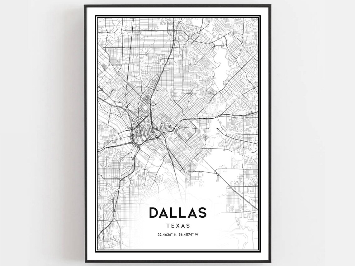 Dallas Map Print Poster, Texas City Street Decor