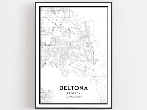 Deltona Map Poster, Florida Street Decor Road Gift