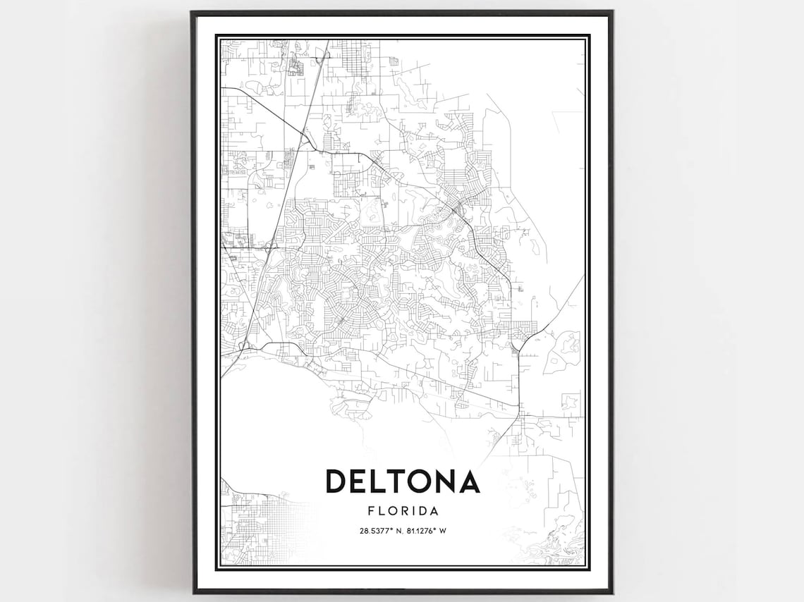 Deltona Map Poster, Florida Street Decor Road Gift