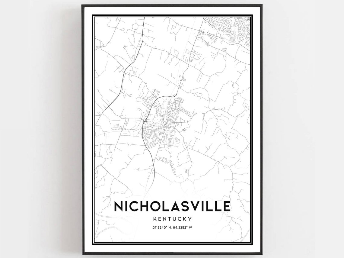 Nicholasville Kentucky Minimalist Street Map Coordinates Poster