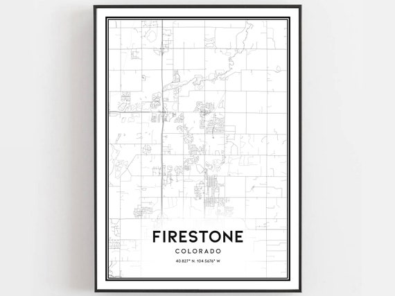 Firestone Map Print Poster Wall Art Co City Colorado Street Decor Road Gift