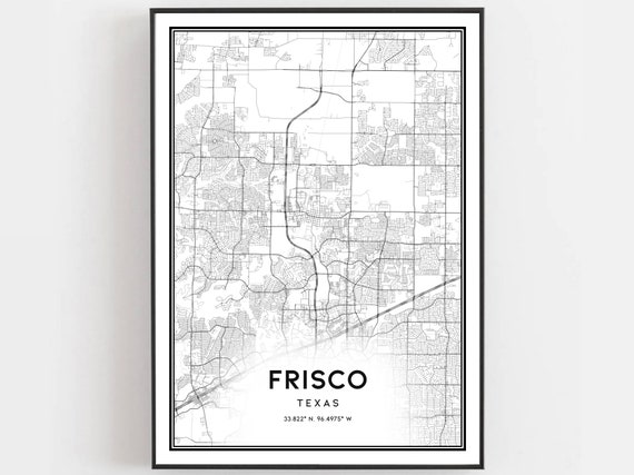 Frisco Map Print Poster Wall Art Tx City Texas Street Decor Road Gift B669