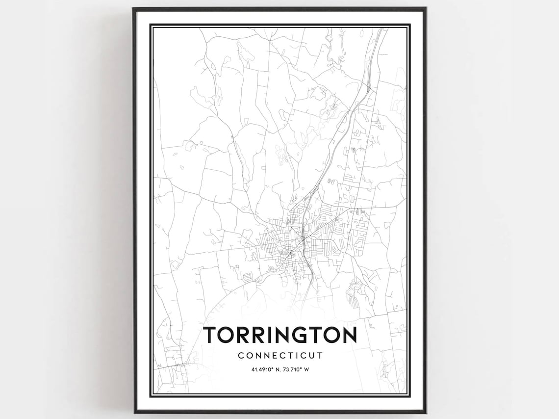 Torrington Map Poster Print, Connecticut Street Decor