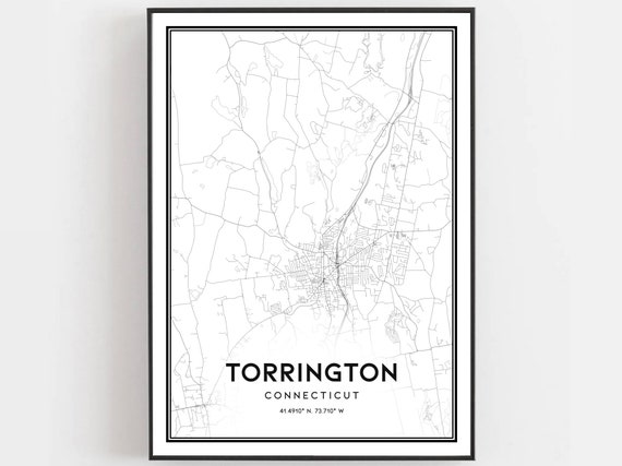 Torrington Map Poster Print, Connecticut Street Decor