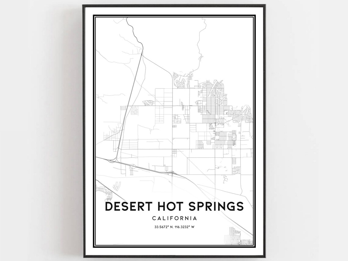 Desert Hot Springs California Minimalist City Map Street Art Poster