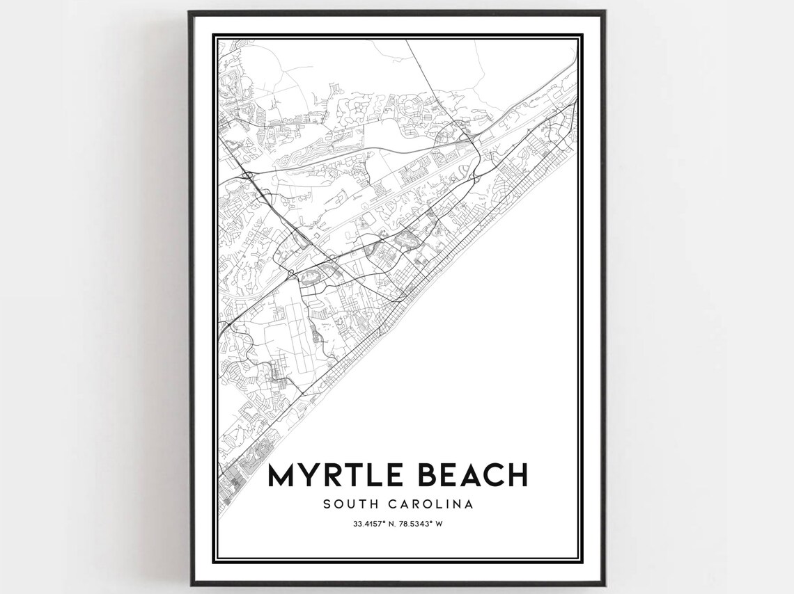 Myrtle Beach South Carolina Minimalist City Street Map Art Poster